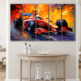 Formula 1 Oil Painting Art Grand Prix Acrylic Mixed Color Painting,5 Panel Extra Large Canvas Prints Wall Art