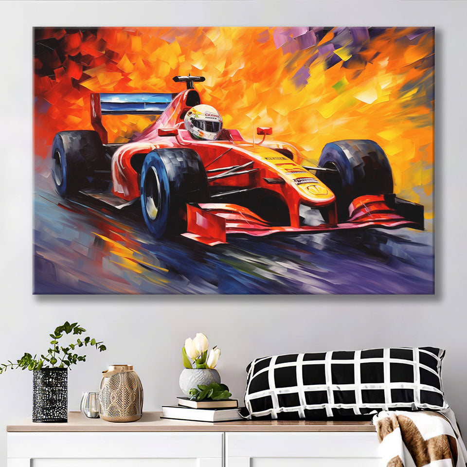 Formula 1 Oil Painting Art Grand Prix Acrylic Mixed Color Painting Canvas Prints Wall Art, Painting Art Home Decor