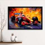 Formula 1 Oil Painting Art Grand Prix Acrylic Mixed Color Painting, Framed Canvas Prints Wall Art Decor, Floating Frame