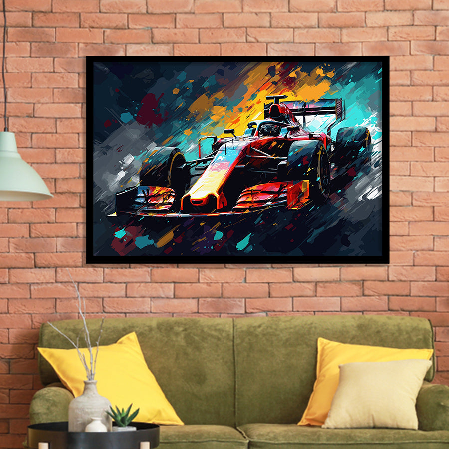 Formula 1 Racing Car Painting Wall Art Framed Art Prints Wall Decor, Framed Picture, Large Art Prints