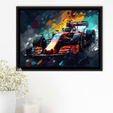 Formula 1 Racing Car Painting Wall Art Framed Canvas Prints Wall Art, Floating Frame, Large Canvas Home Decor