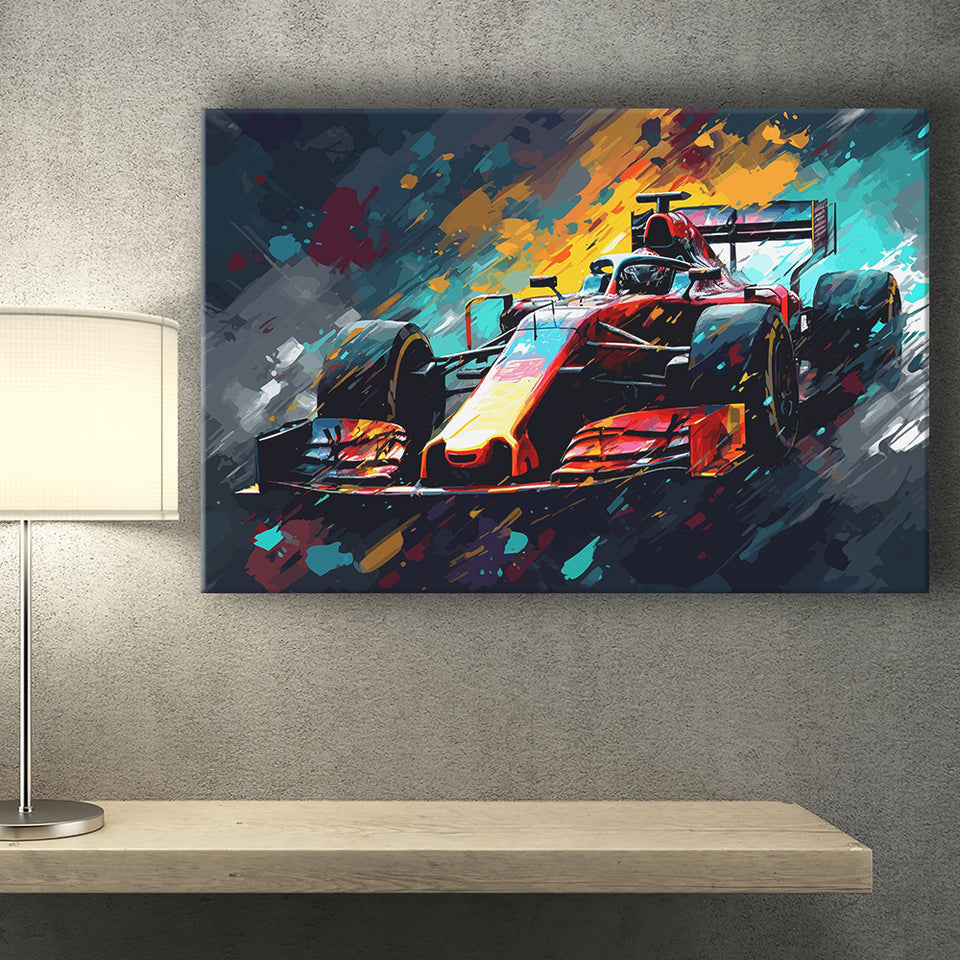 Formula 1 Racing Car Painting Wall Art Canvas Prints Wall Art, Home Living Room Decor, Large Canvas