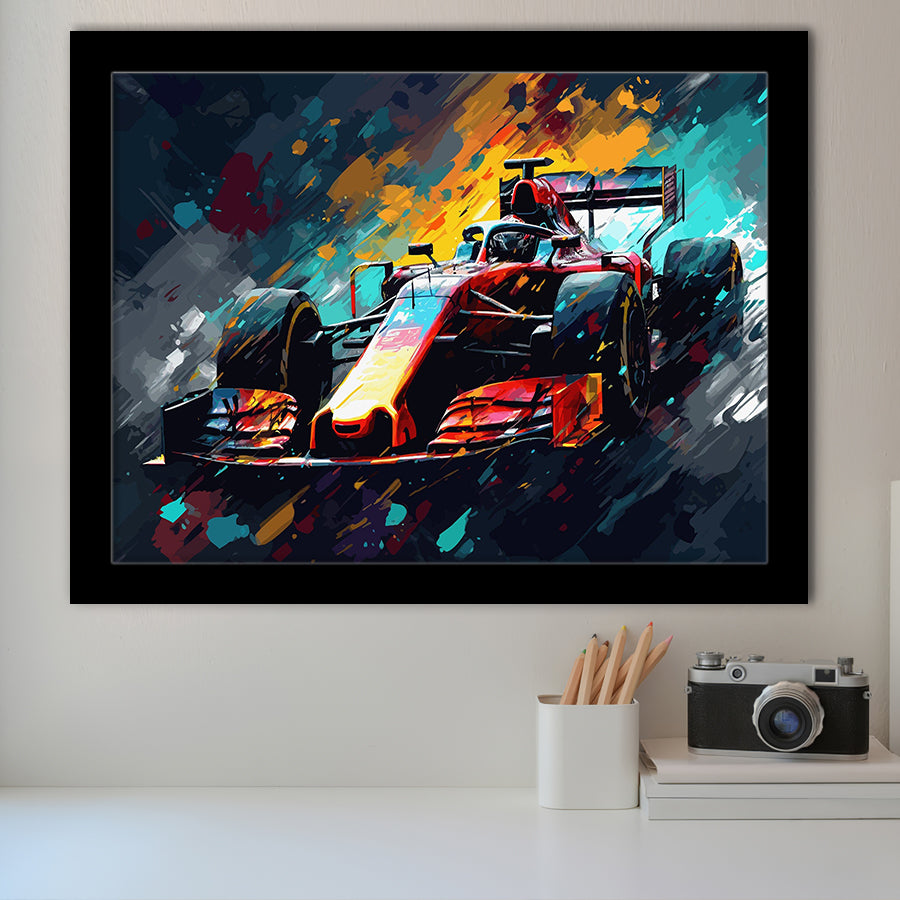 Formula 1 Racing Car Painting Wall Art Framed Art Prints Wall Decor, Framed Picture, Large Art Prints