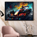 Formula 1 Racing Car Painting Wall Art Framed Canvas Prints Wall Art, Floating Frame, Large Canvas Home Decor