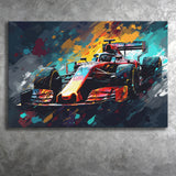 Formula 1 Racing Car Painting Wall Art Canvas Prints Wall Art, Home Living Room Decor, Large Canvas