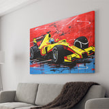 Formula One Art Grand Prix Colorful Acrylic Painting V1 Canvas Prints Wall Art, Painting Art Home Decor