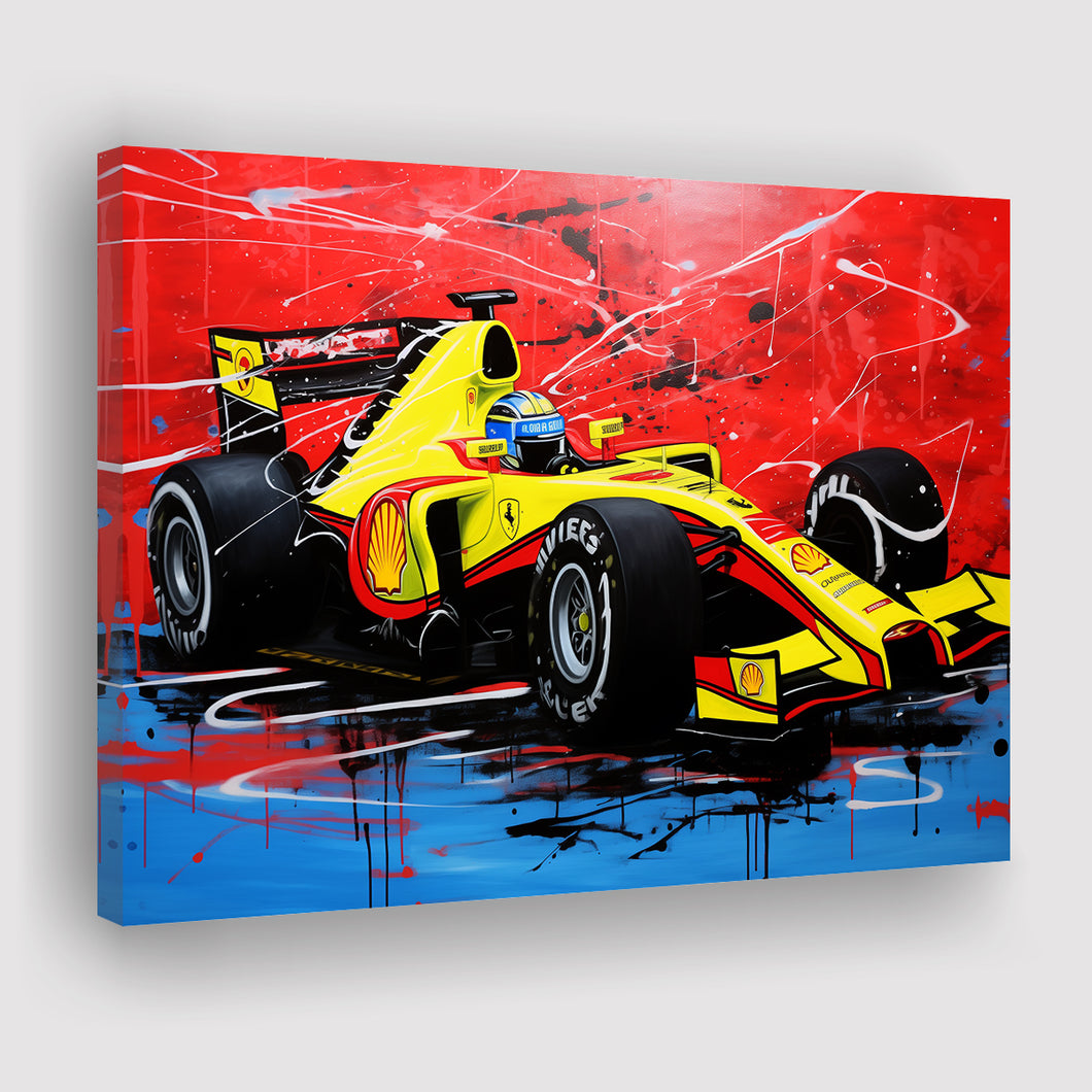 Formula One Art Grand Prix Colorful Acrylic Painting V1 Canvas Prints Wall Art, Painting Art Home Decor