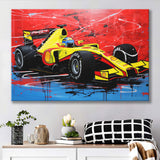 Formula One Art Grand Prix Colorful Acrylic Painting V1 Canvas Prints Wall Art, Painting Art Home Decor