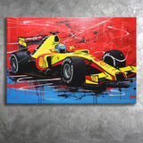 Formula One Art Grand Prix Colorful Acrylic Painting V1 Canvas Prints Wall Art, Painting Art Home Decor