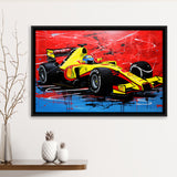 Formula One Art Grand Prix Colorful Acrylic Painting V1, Framed Canvas Prints Wall Art Decor, Floating Frame