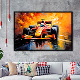 Formula One Oil Painting Art Grand Prix Colorful Framed Art Prints Wall Decor, Framed Painting Art