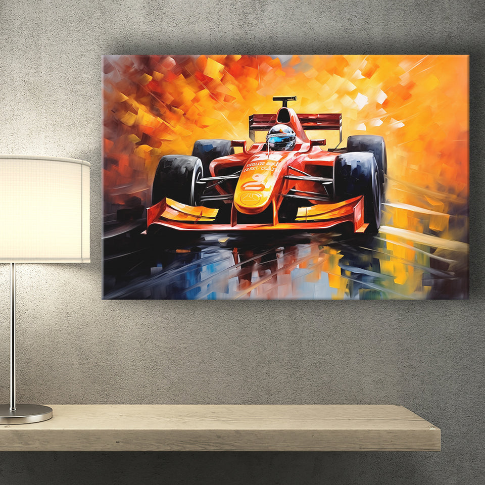 Formula One Oil Painting Art Grand Prix Colorful Canvas Prints Wall Art, Painting Art Home Decor