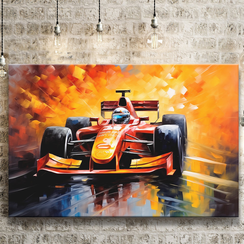 Formula One Oil Painting Art Grand Prix Colorful Canvas Prints Wall Art, Painting Art Home Decor