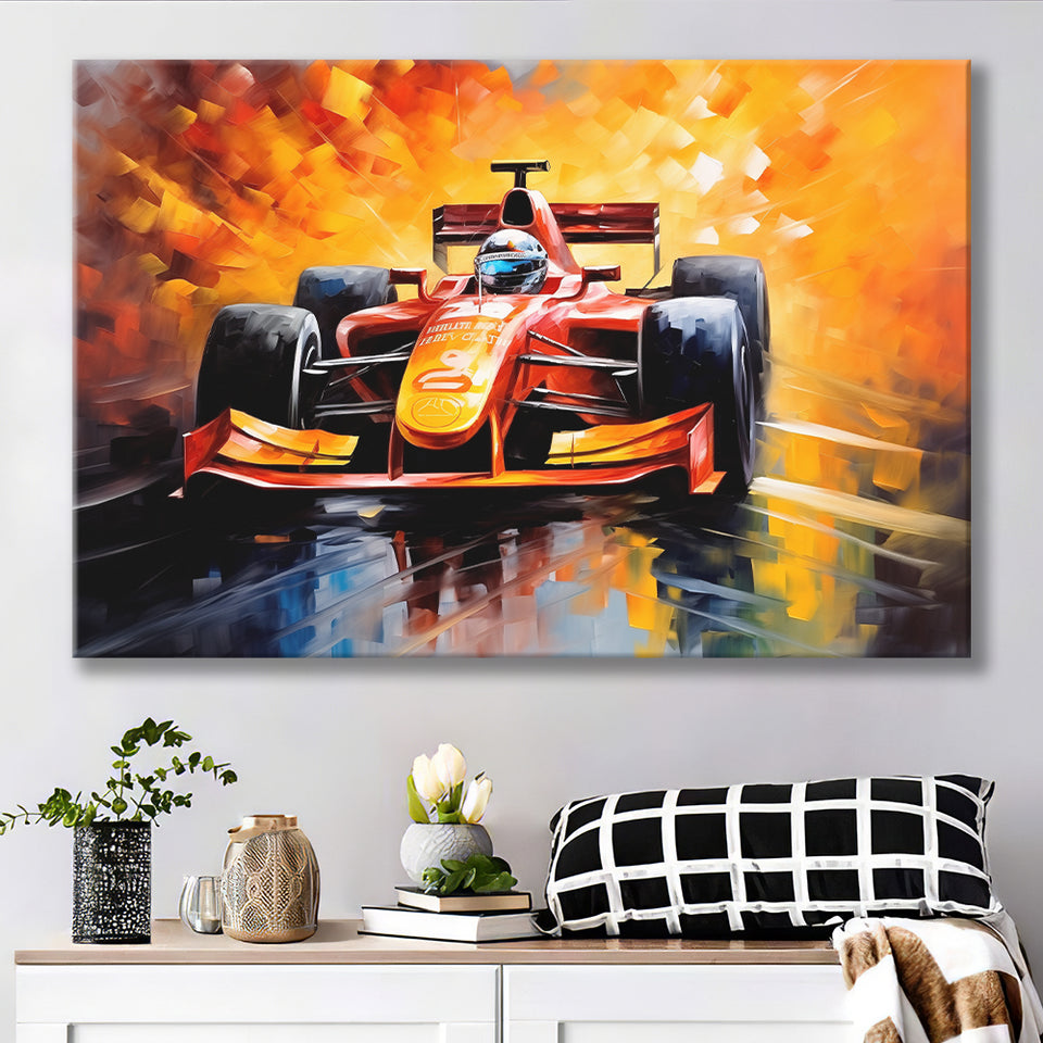 Formula One Oil Painting Art Grand Prix Colorful Canvas Prints Wall Art, Painting Art Home Decor
