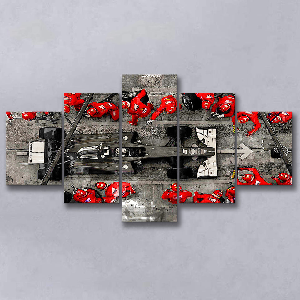Formula One Formula 1 5 Pieces Canvas Prints Wall Art Decor - Painting Canvas, Mixed Canvas, Multi Panels