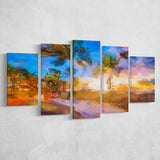 Fort Lauderdale Beach Florida Usa Dawn 5 Pieces Mixed Canvas Prints Wall Art Home Decor