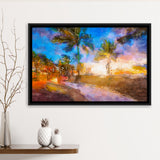 Fort Lauderdale Beach Florida Usa Dawn City Art Watercolor Framed Canvas Prints Wall Art Home Decor,Floating Frame