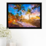 Fort Lauderdale Beach Florida Usa Dawn City Art Watercolor Framed Canvas Prints Wall Art Home Decor,Floating Frame