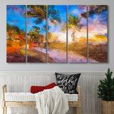Fort Lauderdale Beach Florida Usa Dawn 5 Pieces Extra Large Canvas Prints Wall Art Home Decor