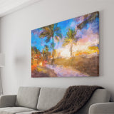Fort Lauderdale Beach Florida Usa Dawn City Art Watercolor Canvas Prints Wall Art Home Decor, Large Canvas