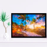 Fort Lauderdale Beach Florida Usa Dawn City Art Watercolor Framed Art Prints Wall Art Decor,Framed Picture