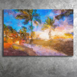 Fort Lauderdale Beach Florida Usa Dawn City Art Watercolor Canvas Prints Wall Art Home Decor, Large Canvas