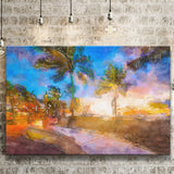 Fort Lauderdale Beach Florida Usa Dawn City Art Watercolor Canvas Prints Wall Art Home Decor, Large Canvas