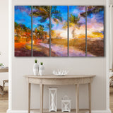 Fort Lauderdale Beach Florida Usa Dawn 5 Pieces Extra Large Canvas Prints Wall Art Home Decor