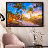 Fort Lauderdale Beach Florida Usa Dawn City Art Watercolor Framed Canvas Prints Wall Art Home Decor,Floating Frame