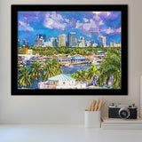 Fort Lauderdale Florida Usa Skyline City Art Watercolor Framed Art Prints Wall Art Decor,Framed Picture