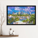 Fort Lauderdale Florida Usa Skyline City Art Watercolor Framed Canvas Prints Wall Art Home Decor,Floating Frame