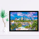 Fort Lauderdale Florida Usa Skyline City Art Watercolor Framed Art Prints Wall Art Decor,Framed Picture