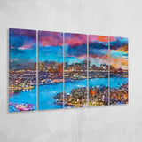 Fort Lauderdale Florida Usa Skyline V1 5 Pieces Extra Large Canvas Prints Wall Art Home Decor