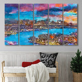 Fort Lauderdale Florida Usa Skyline V1 5 Pieces Extra Large Canvas Prints Wall Art Home Decor