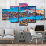 Fort Lauderdale Florida Usa Skyline V1 5 Pieces Mixed Canvas Prints Wall Art Home Decor