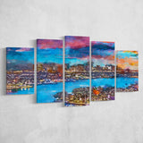 Fort Lauderdale Florida Usa Skyline V1 5 Pieces Mixed Canvas Prints Wall Art Home Decor