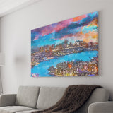 Fort Lauderdale Florida Usa Skyline V1 City Art Watercolor Canvas Prints Wall Art Home Decor, Large Canvas