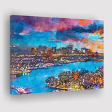 Fort Lauderdale Florida Usa Skyline V1 City Art Watercolor Canvas Prints Wall Art Home Decor, Large Canvas