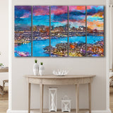 Fort Lauderdale Florida Usa Skyline V1 5 Pieces Extra Large Canvas Prints Wall Art Home Decor