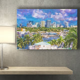 Fort Lauderdale Florida Usa Skyline City Art Watercolor Canvas Prints Wall Art Home Decor, Large Canvas