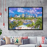 Fort Lauderdale Florida Usa Skyline City Art Watercolor Framed Art Prints Wall Art Decor,Framed Picture