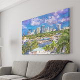 Fort Lauderdale Florida Usa Skyline City Art Watercolor Canvas Prints Wall Art Home Decor, Large Canvas