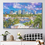 Fort Lauderdale Florida Usa Skyline City Art Watercolor Canvas Prints Wall Art Home Decor, Large Canvas
