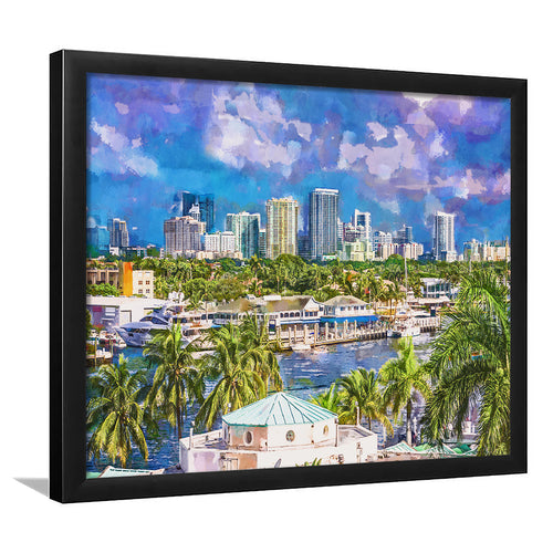 Fort Lauderdale Florida Usa Skyline City Art Watercolor Framed Art Prints Wall Art Decor,Framed Picture