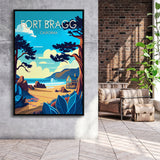 Fort Bragg California Retro Art Print, Large Canvas, Framed Canvas Print Wall Art Home Decor, Floating Frame