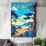 Fort Bragg California Retro Art Print ,City Art Print, Large Canvas, Canvas Print Wall Art Home Decor