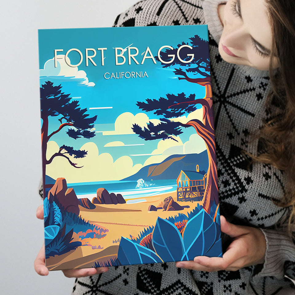 Fort Bragg California Retro Art Print ,City Art Print, Large Canvas, Canvas Print Wall Art Home Decor