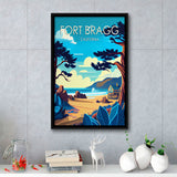 Fort Bragg California Retro Art Print, Large Canvas, Framed Canvas Print Wall Art Home Decor, Floating Frame