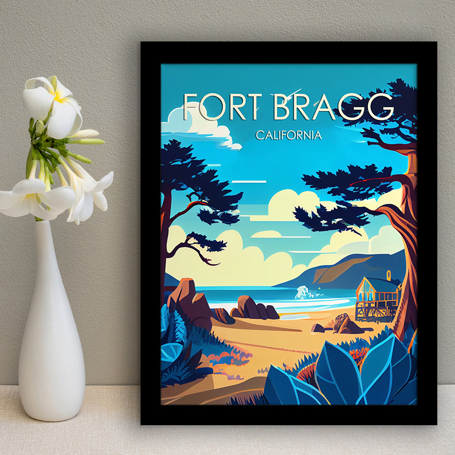 Fort Bragg California Retro Art Print, City Art Print, Framed Art Print Wall Art Home Decor, Framed Picture