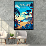 Fort Bragg California Retro Art Print, Large Canvas, Framed Canvas Print Wall Art Home Decor, Floating Frame
